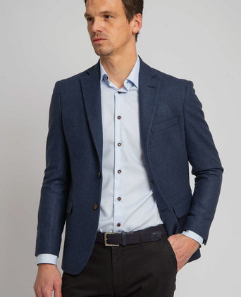 Suitable tweed colbert mid blauw