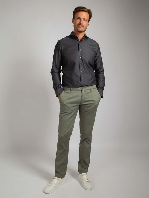 Twill overhemd antraciet