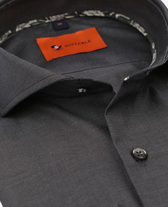Suitable twill overhemd antraciet | Slim-fit