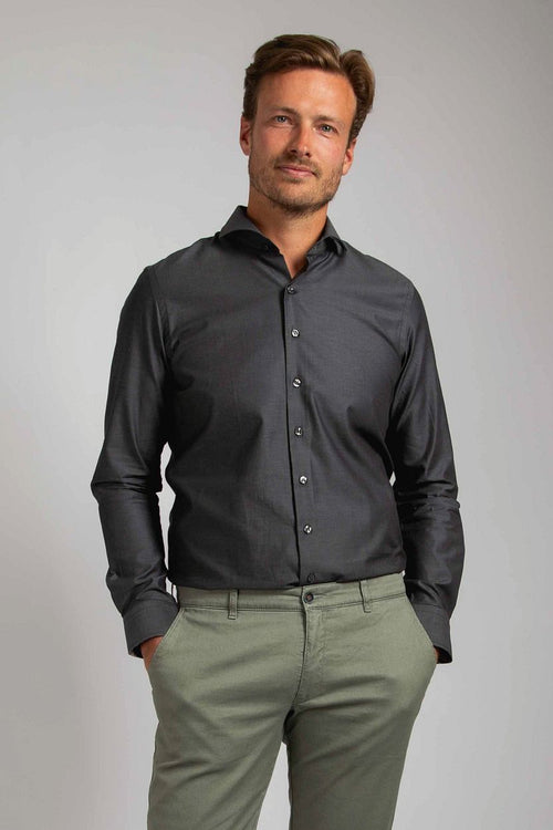 Twill overhemd antraciet