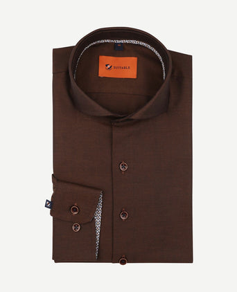 Twill overhemd bruin