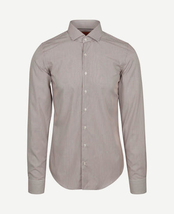 Twill overhemd extra lange mouw streep bruin