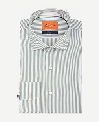 Twill overhemd extra lange mouw streep groen
