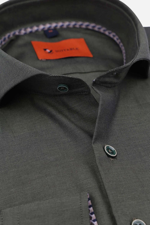 Suitable twill overhemd groen | Slim-fit