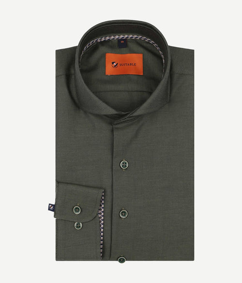 Suitable twill overhemd groen | Slim-fit