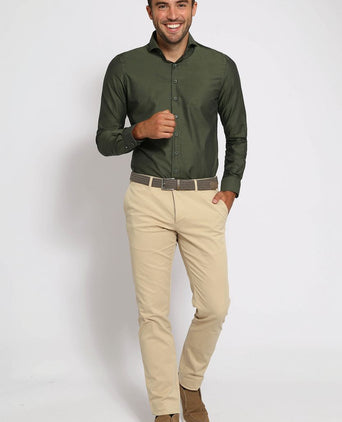 Suitable twill overhemd groen | Slim-fit