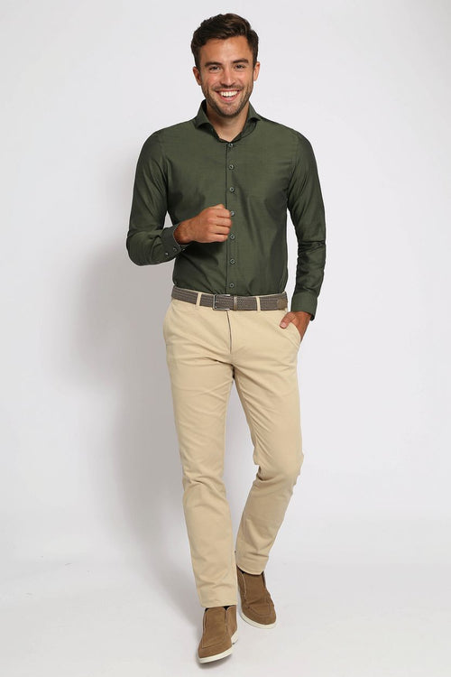 Suitable twill overhemd groen | Slim-fit