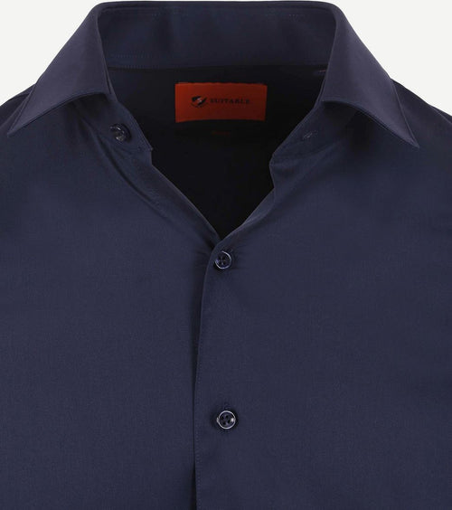 Suitable twill overhemd donkerblauw