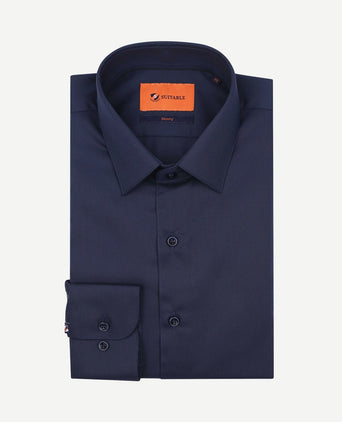 Twill overhemd donkerblauw