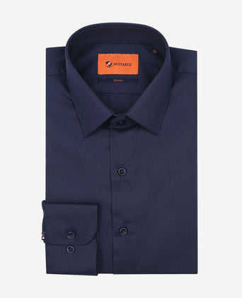 Suitable twill overhemd donkerblauw