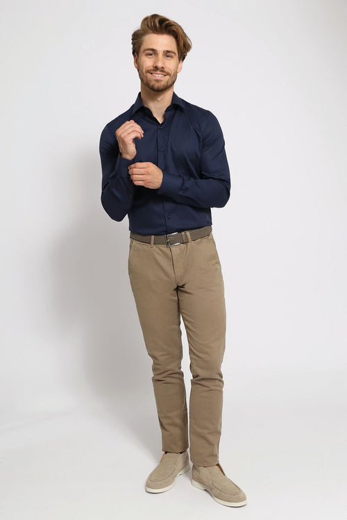 Suitable twill overhemd donkerblauw