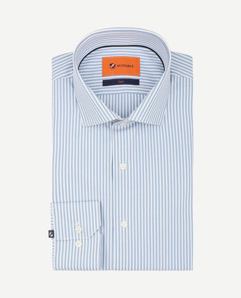 Twill overhemd streep blauw