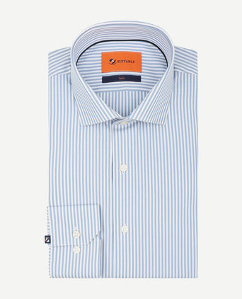 Twill overhemd streep blauw