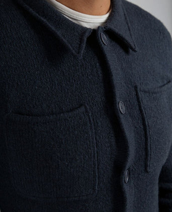 Cardigan boiled wool blauw