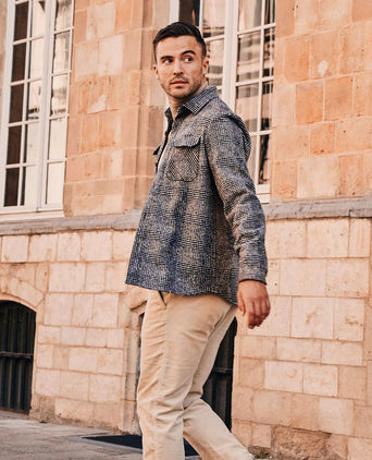 Overshirt wool blend ruit beige