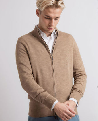 Suitable vest slub yarn beige | Regular-fit