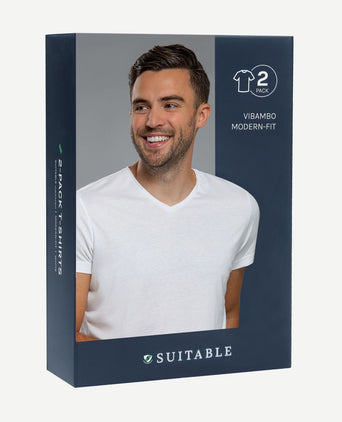 Suitable vibambo t-shirt v-hals wit (2-pack)