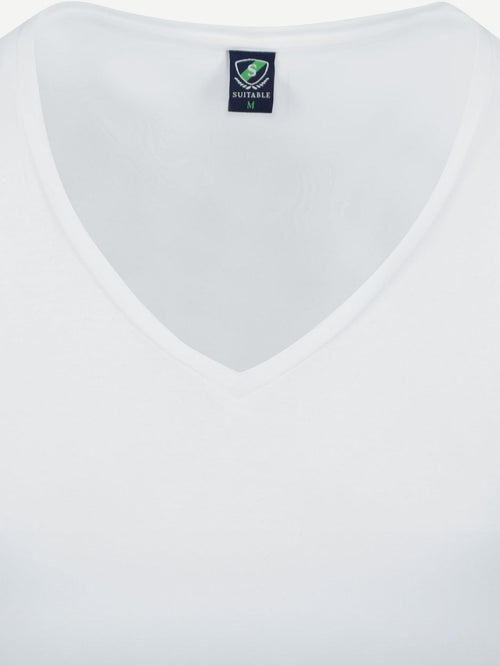 Suitable vibamboru t-shirt diepe v-hals wit (2-pack) | Slim-fit