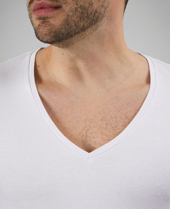 Suitable vibamboru t-shirt diepe v-hals wit (2-pack) | Slim-fit