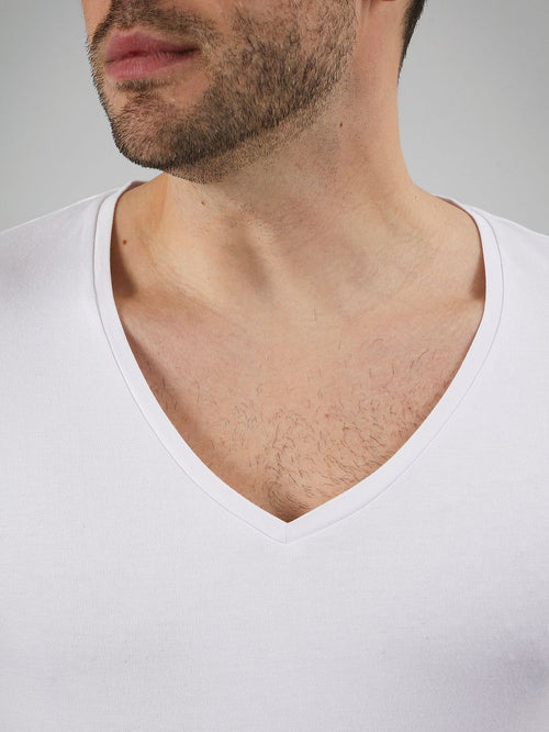 Suitable vibamboru t-shirt diepe v-hals wit (2-pack) | Slim-fit