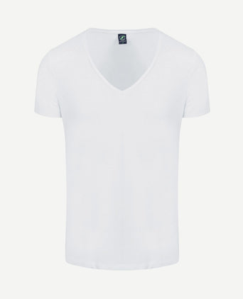 Vibamboru t-shirt diepe v-hals wit (2-pack)