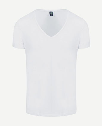 Suitable vibamboru t-shirt diepe v-hals wit (2-pack) | Slim-fit