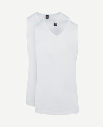 Viless t-shirt mouwloos wit (2-pack)