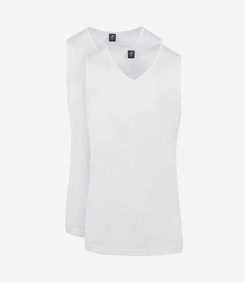 Viless t-shirt mouwloos wit (2-pack)