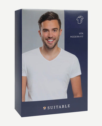 Suitable Vita t-shirt v-hals wit (2-pack)