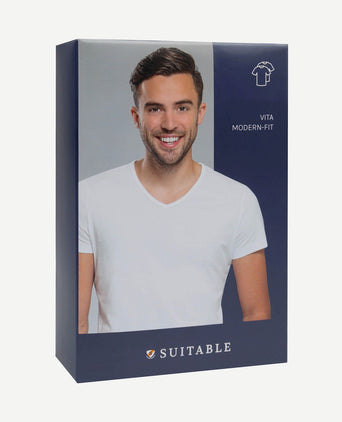 Vita t-shirt v-hals wit (2-pack)