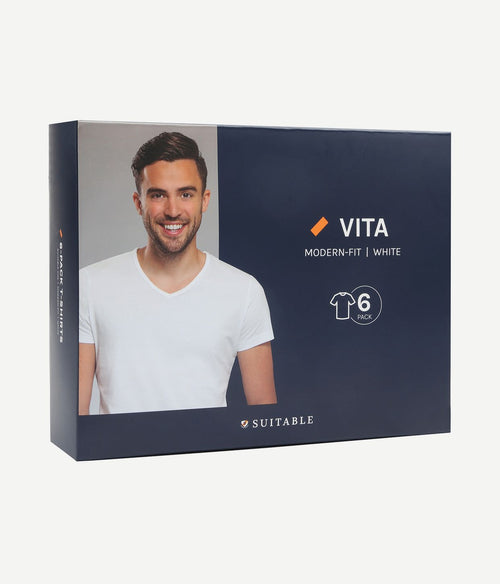 Suitable Vita t-shirt v-hals wit (6-pack)