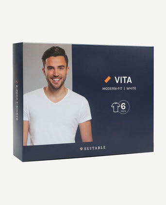 Vita t-shirt v-hals wit (6-pack)
