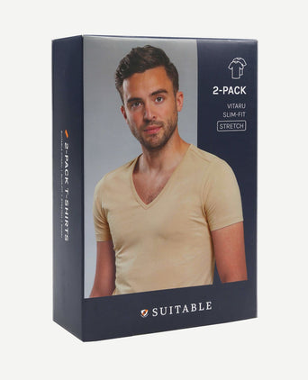 Suitable Vitaru onzichtbaar ondershirt diepe v-hals (2-pack) | Slim-fit