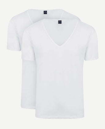 Vitaru t-shirt diepe v-hals wit (2-pack)