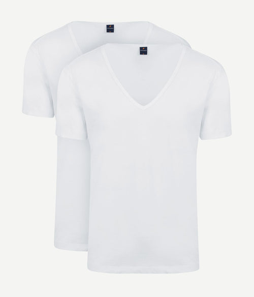 Suitable Vitaru t-shirt diepe v-hals wit (2-pack) | Slim-fit