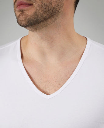 Suitable Vitaru t-shirt diepe v-hals wit (2-pack) | Slim-fit