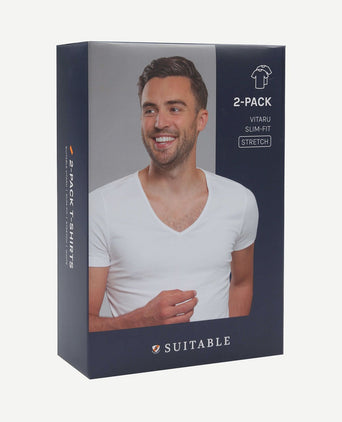 Vitaru t-shirt diepe v-hals wit (2-pack)