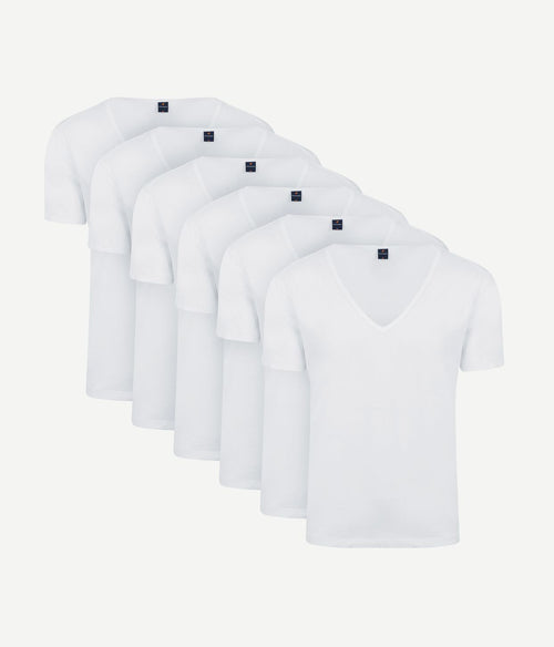 Suitable Vitaru t-shirt diepe v-hals wit (6-pack) | Slim-fit