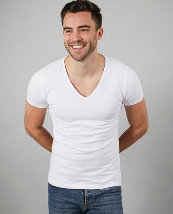 Suitable Vitaru t-shirt diepe v-hals wit (6-pack) | Slim-fit
