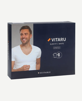 Vitaru t-shirt diepe v-hals wit (6-pack)