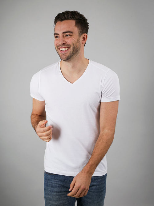 Suitable Vitasu t-shirt v-hals wit (2-pack) | Slim-fit