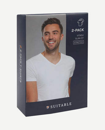 Vitasu t-shirt v-hals wit (2-pack)