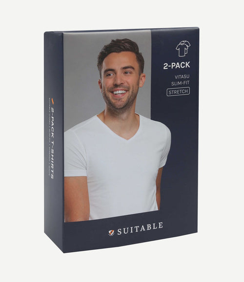 Vitasu t-shirt v-hals wit (2-pack)