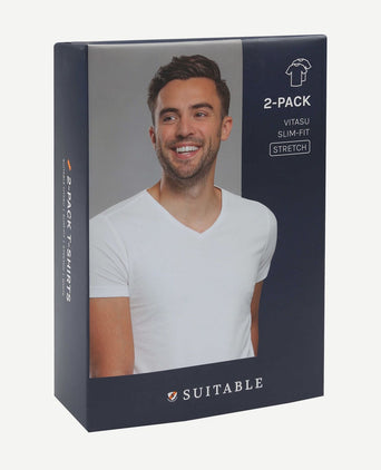 Suitable Vitasu t-shirt v-hals wit (2-pack) | Slim-fit