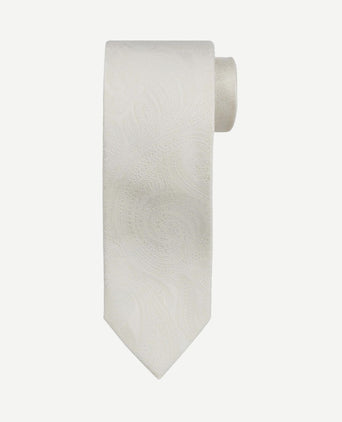 Wedding stropdas zijde paisley off white