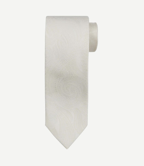 Wedding stropdas zijde paisley off white