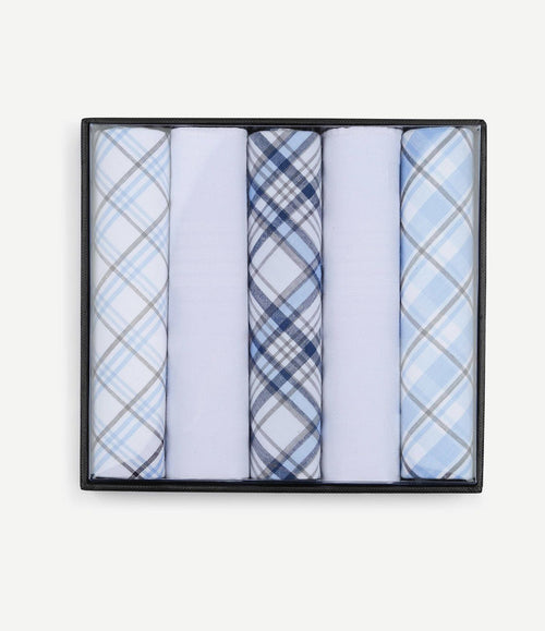 Zakdoeken (5-pack) ruit blauw