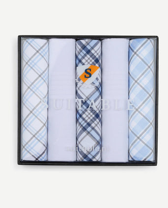Zakdoeken (5-pack) ruit blauw
