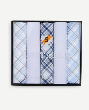 Zakdoeken (5-pack) ruit blauw