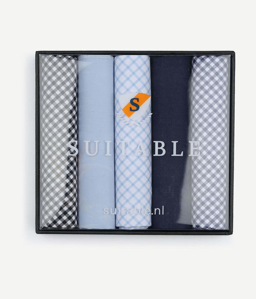 Zakdoeken (5-pack) vichy blauw